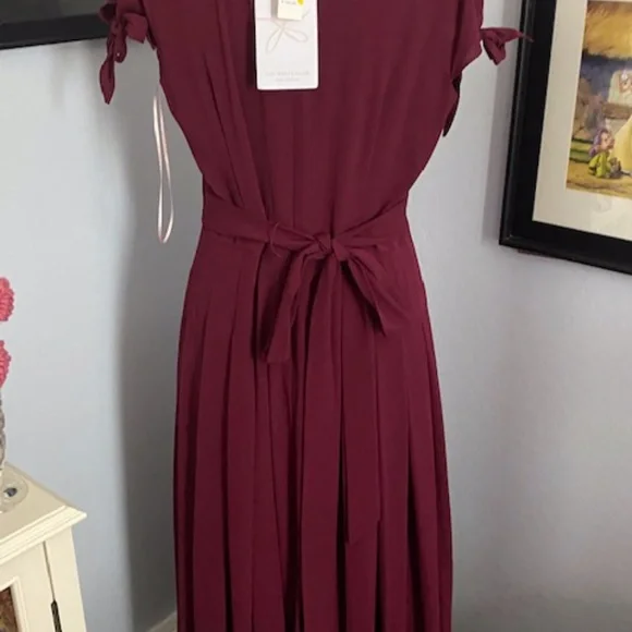 Anthropologie Gal Meets Glam Dress Size 12 New with Tags Wine Color Gorgeous - Picture 2 of 6
